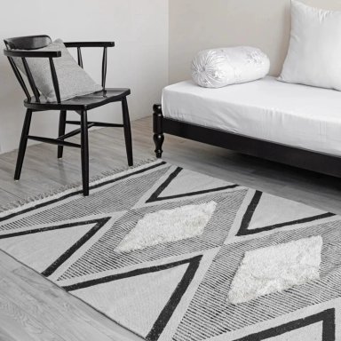 ALFOMBRA ESTILO NORDICO BOHEMIO CON FLECOS 120X180 CM HENG - 2