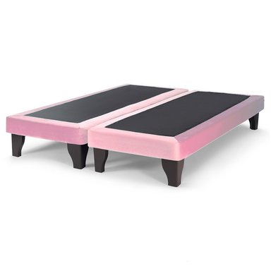 BASE CAMA EUROPEA MUEBLES DGB FELPA ROSADO KING - 1