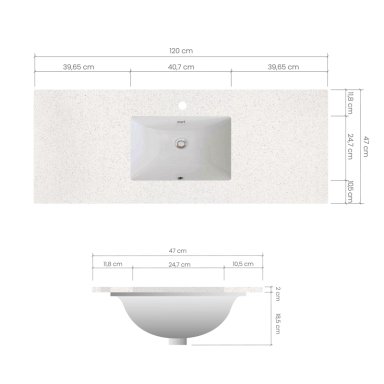 LAVAMANOS BAJO CUBIERTA ZART S 120X47 BLANCO NORTE - 4