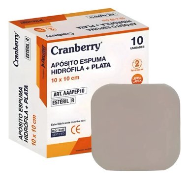 APOSITO ESPUMA HIDROFILA + PLATA 10X10 CM CRANBERRY - 1