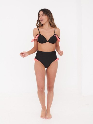 BOTTOM DE BIKINI DAIKIRI MUJER CALZON TIRO ALTO VUELOS NEGRO FILTRO UV50+ - 7