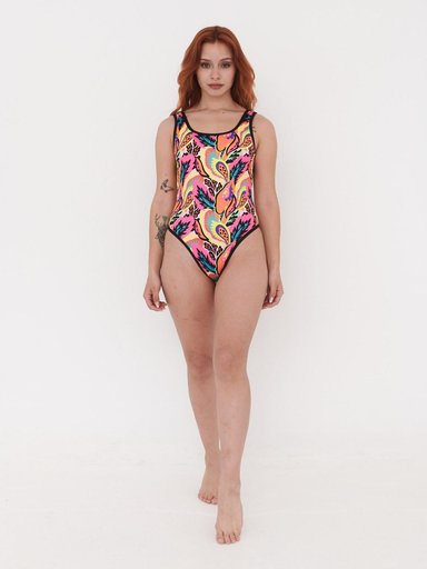 TRAJE DE BAÑO DAIKIRI MUJER BAYWATCH CLASICO FLORES NEGRO FLUOR FILTRO UV50+ - 6