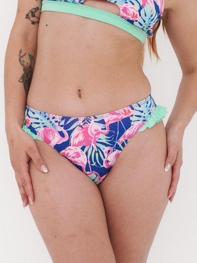 BOTTOM DE BIKINI DAIKIRI MUJER CALZON VUELOS FLAMENCOS AZUL FLUOR FILTRO UV50+ - 1