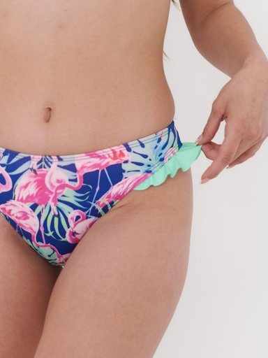 BOTTOM DE BIKINI DAIKIRI MUJER CALZON VUELOS FLAMENCOS AZUL FLUOR FILTRO UV50+ - 3
