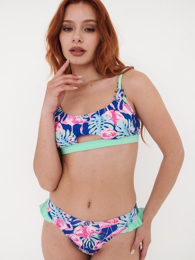 BOTTOM DE BIKINI DAIKIRI MUJER CALZON VUELOS FLAMENCOS AZUL FLUOR FILTRO UV50+ - 4