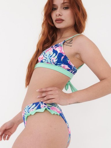 BOTTOM DE BIKINI DAIKIRI MUJER CALZON VUELOS FLAMENCOS AZUL FLUOR FILTRO UV50+ - 5