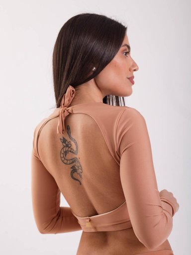 POLERA SURF MUJER DAIKIRI BIKINIS BALI LISO CAFE MANGA LARGA DEPORTIVO PROTECCIÓN UV 50+ - 2