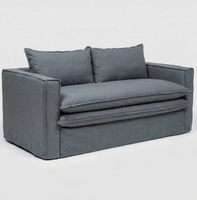 SOFA PAGANI 2 CUERPOS TELA LINO GRIS - 4