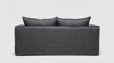 SOFA PAGANI 2 CUERPOS TELA LINO GRIS - 5