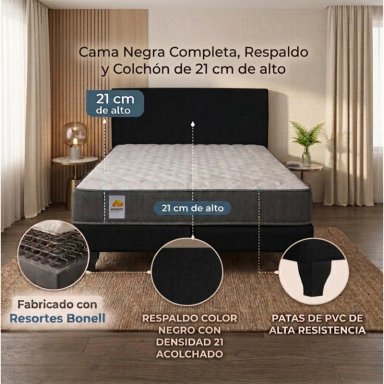 CAMA 2 PLAZAS SILVER + EVO TELA - 2