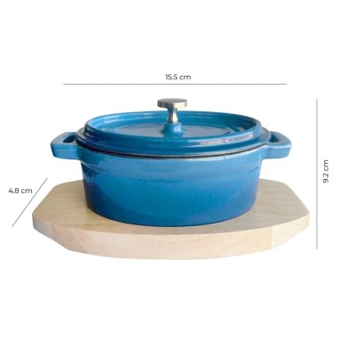 MINI OLLA HIERRO ENLOZADO OVALADA AZUL 15.5X9.2X4.8 CM - 9