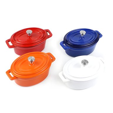 MINI OLLA HIERRO ENLOZADO OVALADA NARANJA 15.5X9.2X4.8 CM - 3