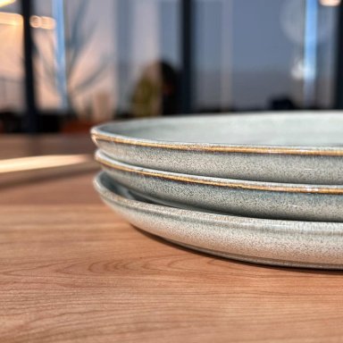 SET 6 PLATOS REDONDO CERAMICA 21 CM GRIS LINEA LAOS - 5