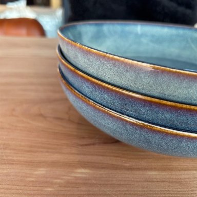 SET 6 BOWL REDONDO CERAMICA AZUL 22X4.5 CM LINEA EFES - 3