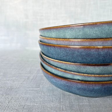 SET 6 BOWL REDONDO CERAMICA AZUL 22X4.5 CM LINEA EFES - 4