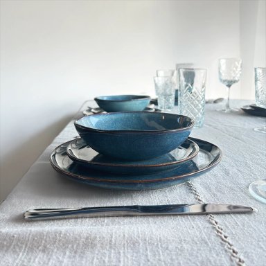 SET VAJILLA 18 PIEZAS CERAMICA AZUL LINEA EFES - 3