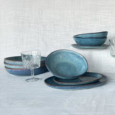 SET VAJILLA 18 PIEZAS CERAMICA AZUL LINEA EFES - 4