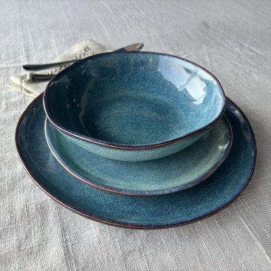 SET VAJILLA 18 PIEZAS CERAMICA AZUL LINEA EFES - 5