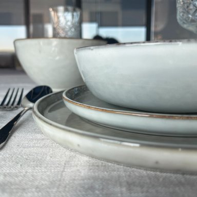 SET VAJILLA 18 PIEZAS CERAMICA GRIS LINEA OSLO - 2