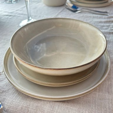 SET VAJILLA 24 PIEZAS CERAMICA BEIGE LINEA OSLO - ( TIPO GRES ) - 2