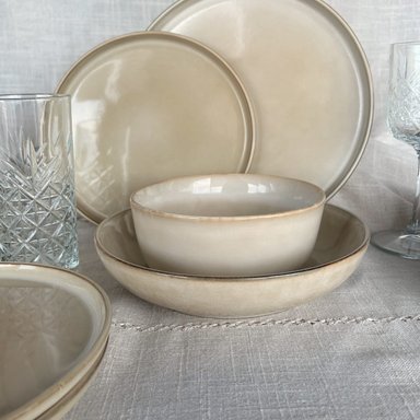 SET VAJILLA 24 PIEZAS CERAMICA BEIGE LINEA OSLO - ( TIPO GRES ) - 6
