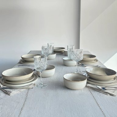 SET VAJILLA 24 PIEZAS CERAMICA BEIGE LINEA OSLO - ( TIPO GRES ) - 7