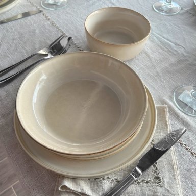 SET VAJILLA 24 PIEZAS CERAMICA BEIGE LINEA OSLO - ( TIPO GRES ) - 8