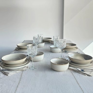 SET 6 PLATOS REDONDO CERAMICA 26.5 CM BEIGE LINEA OSLO - 4