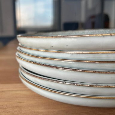 SET 6 PLATOS REDONDO CERAMICA 22 CM GRIS LINEA OSLO - 6