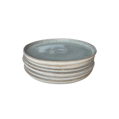 SET 6 PLATOS REDONDO CERAMICA 22 CM GRIS LINEA OSLO - 8