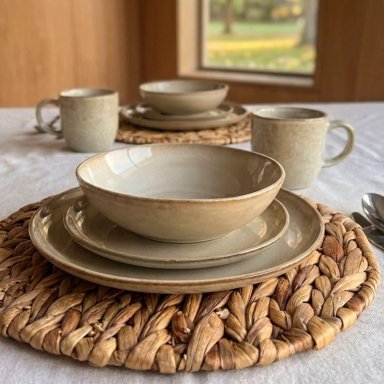 SET DE 6 PLATO REDONDO CERAMICA 26.5 CM ARENA LINEA RUSTICA - 3