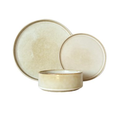 SET VAJILLA 18 PIEZAS CERAMICA BEIGE LINEA RUSTICA - 1