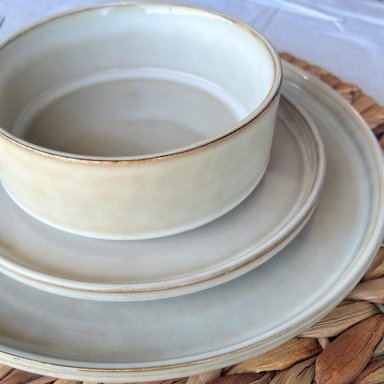 SET VAJILLA 18 PIEZAS CERAMICA BEIGE LINEA RUSTICA - 4