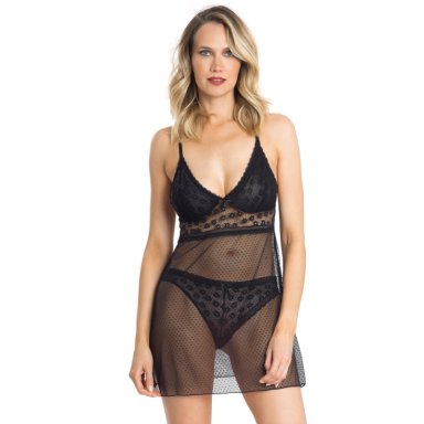 BABY DOLL MESH Y ENCAJE CON BIKINI | ESTILO SENSUAL - 1