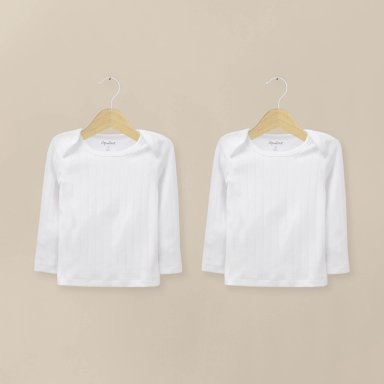 PACK 2 CAMISETA ACANALADA BLANCA BEBE  UNISEX - 1