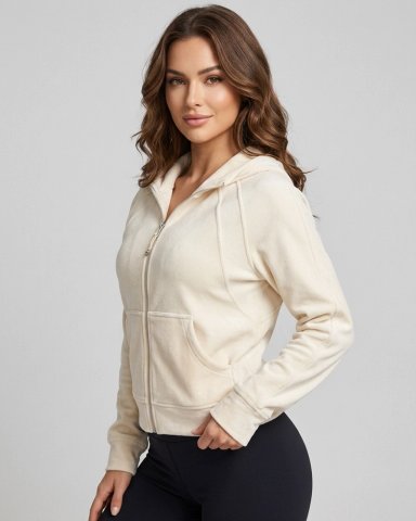 CHAQUETA DEPORTIVA MUJER OVERSIZE CON GORRO CALIDAD PRO - LQ1002 - 5