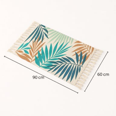 BAJADA DE CAMA 60X90CM HOJAS VERDES LINO TROPICAL 732 - 3