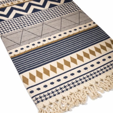 BAJADA DE CAMA 60X130CM LINO E TNICO AZUL BEIGE 741 - 2