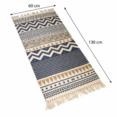 BAJADA DE CAMA 60X130CM LINO E TNICO AZUL BEIGE 741 - 3