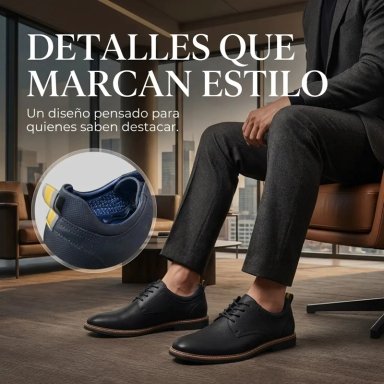 ZAPATO NEGRO CASUAL HOMBRE CORDONES ESTILO DERBY 7441 - 6
