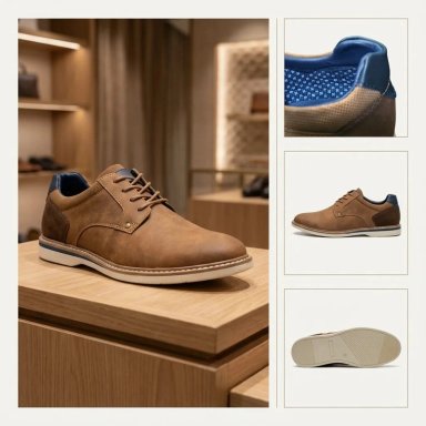 ZAPATO CASUAL HOMBRE CAMEL CORDONES ESTILO DERBY 7442 - 6