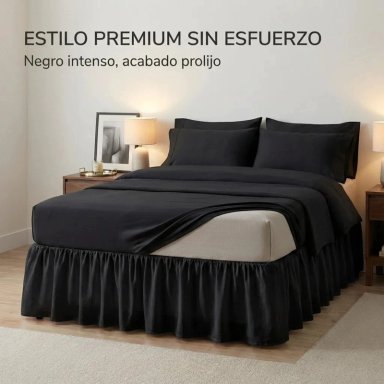 FALDON DE CAMA PREMIUN 2 PLAZAS (QUEEN) NEGRO - 5