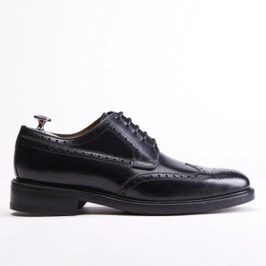 ZAPATO DE CUERO HOMBRE GUANTE NEGRO SUELA PUNTEADO - 1