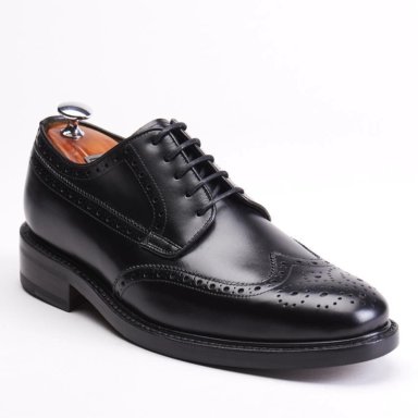 ZAPATO DE CUERO HOMBRE GUANTE NEGRO SUELA PUNTEADO - 2