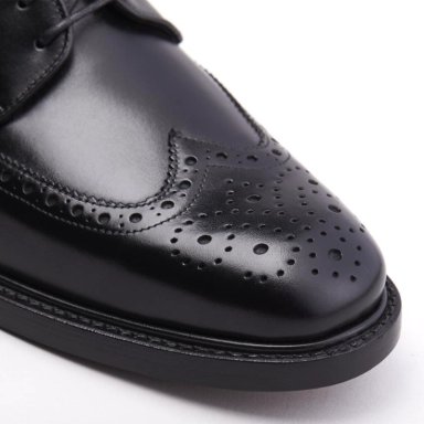 ZAPATO DE CUERO HOMBRE GUANTE NEGRO SUELA PUNTEADO - 3