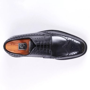 ZAPATO DE CUERO HOMBRE GUANTE NEGRO SUELA PUNTEADO - 5