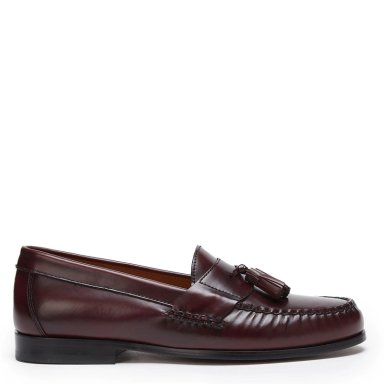 MOCASIN DE CUERO HOMBRE GUANTE GUINDA SUELA - 1