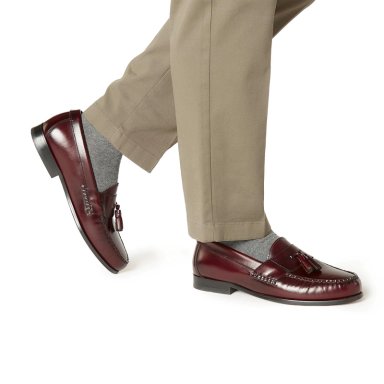 MOCASIN DE CUERO HOMBRE GUANTE GUINDA SUELA - 2