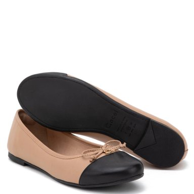 BALLERINA DE CUERO MUJER GACEL BEIGE IKIA - 4
