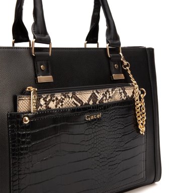 CARTERA MUJER GACEL NEGRO DOS ASAS GRANDE - 4